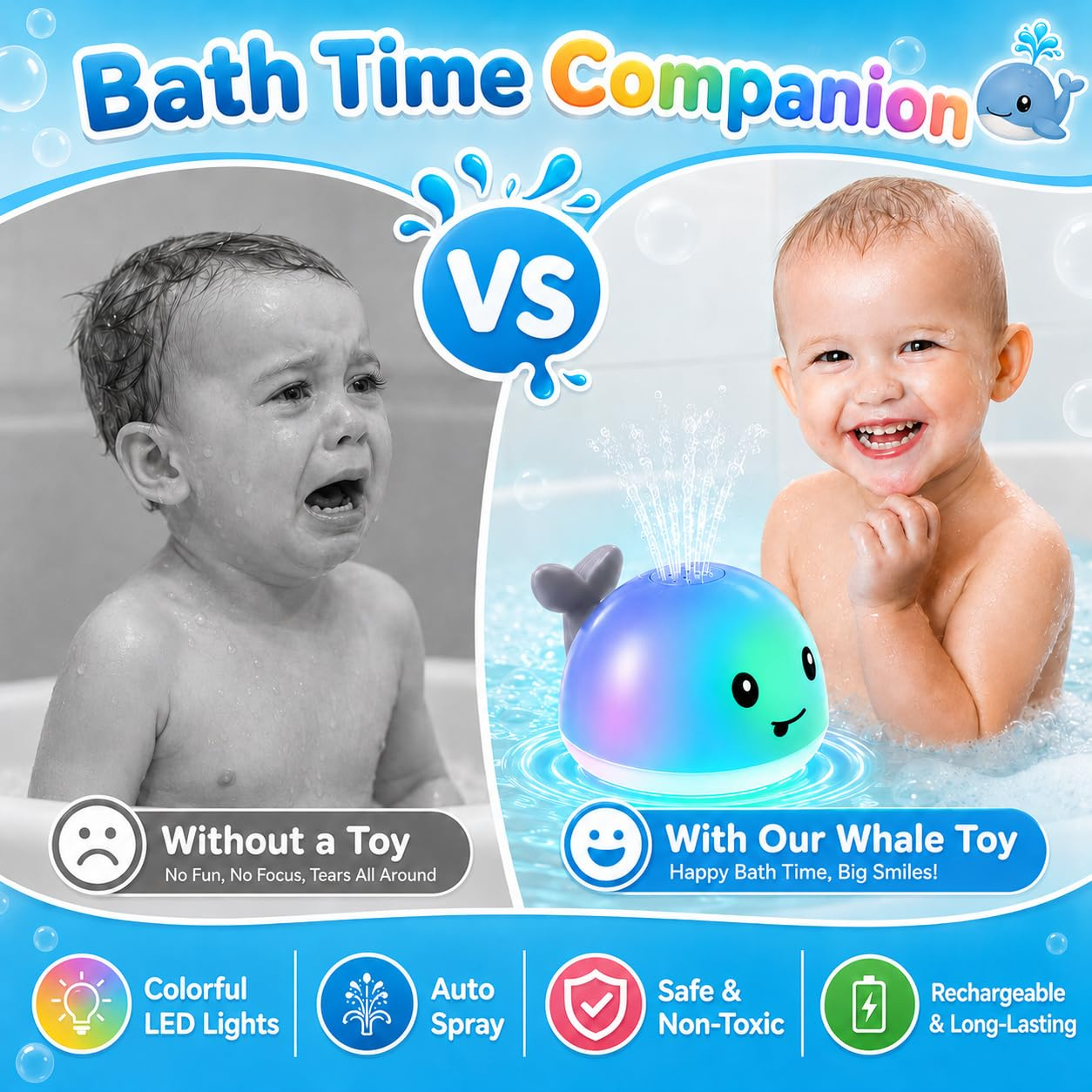 LED WHALE BATH TOY